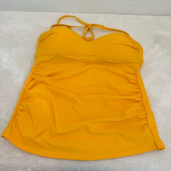 Athleta Yellow Shirred Halter Tankini Swim Top M - Picture 2 of 10